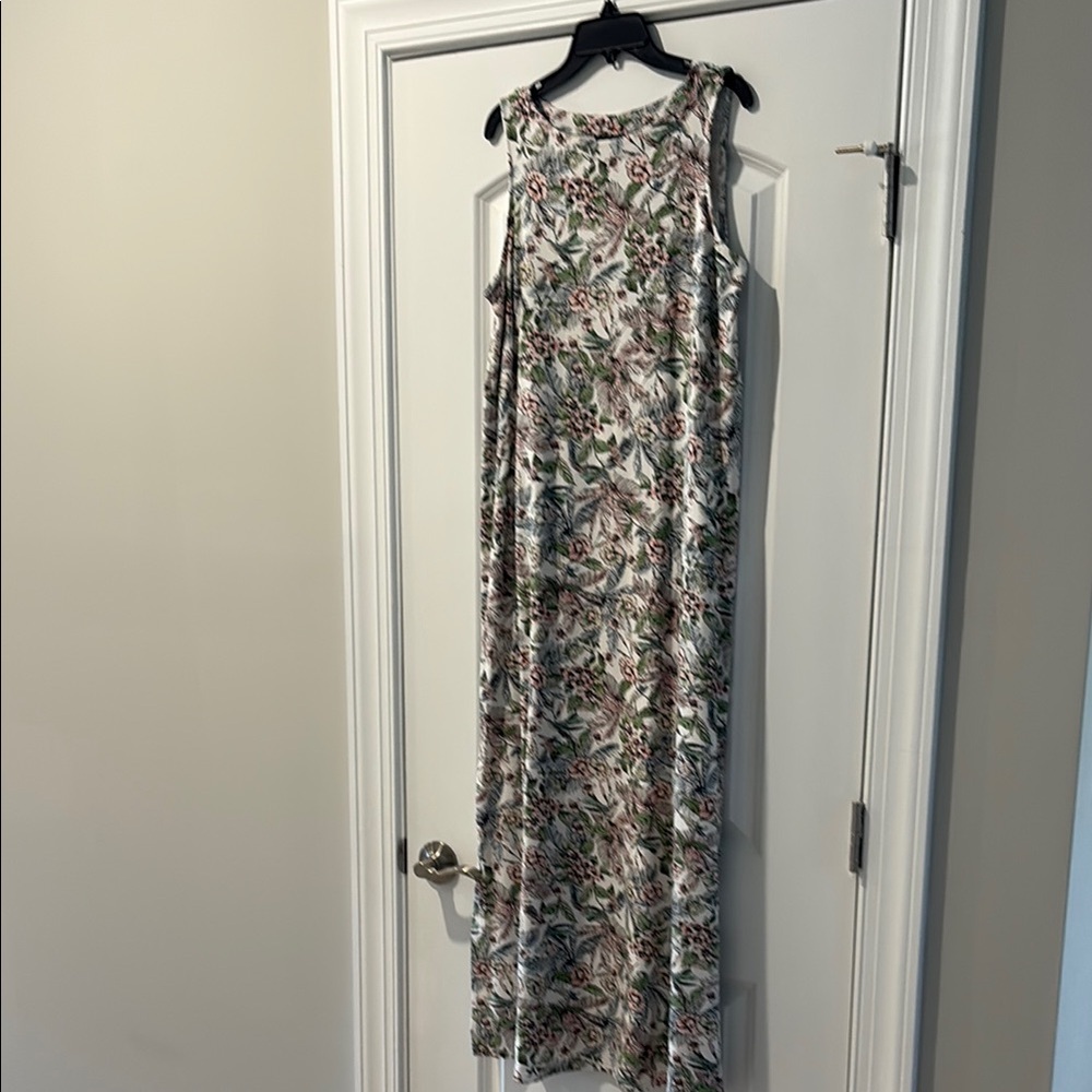 J. Jill White, Green and Peach Halter/Tank Maxi Sundress